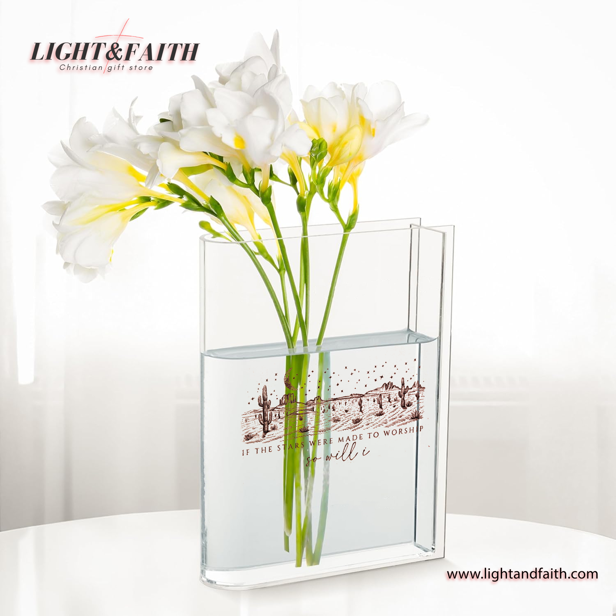 If The Stars Were Made To Worship Book Vase, Christian Book Vase, Bible Verse Book Shaped Flower Vase